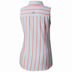 Columbia PFG Super Harborside™ Woven Sleeveless Skjorta Dam Blå/Rosa (XCFLH8561)